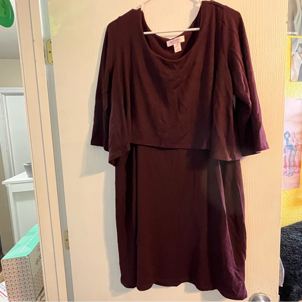 💜 motherhood maternity XL burgundy nursing dress 💜